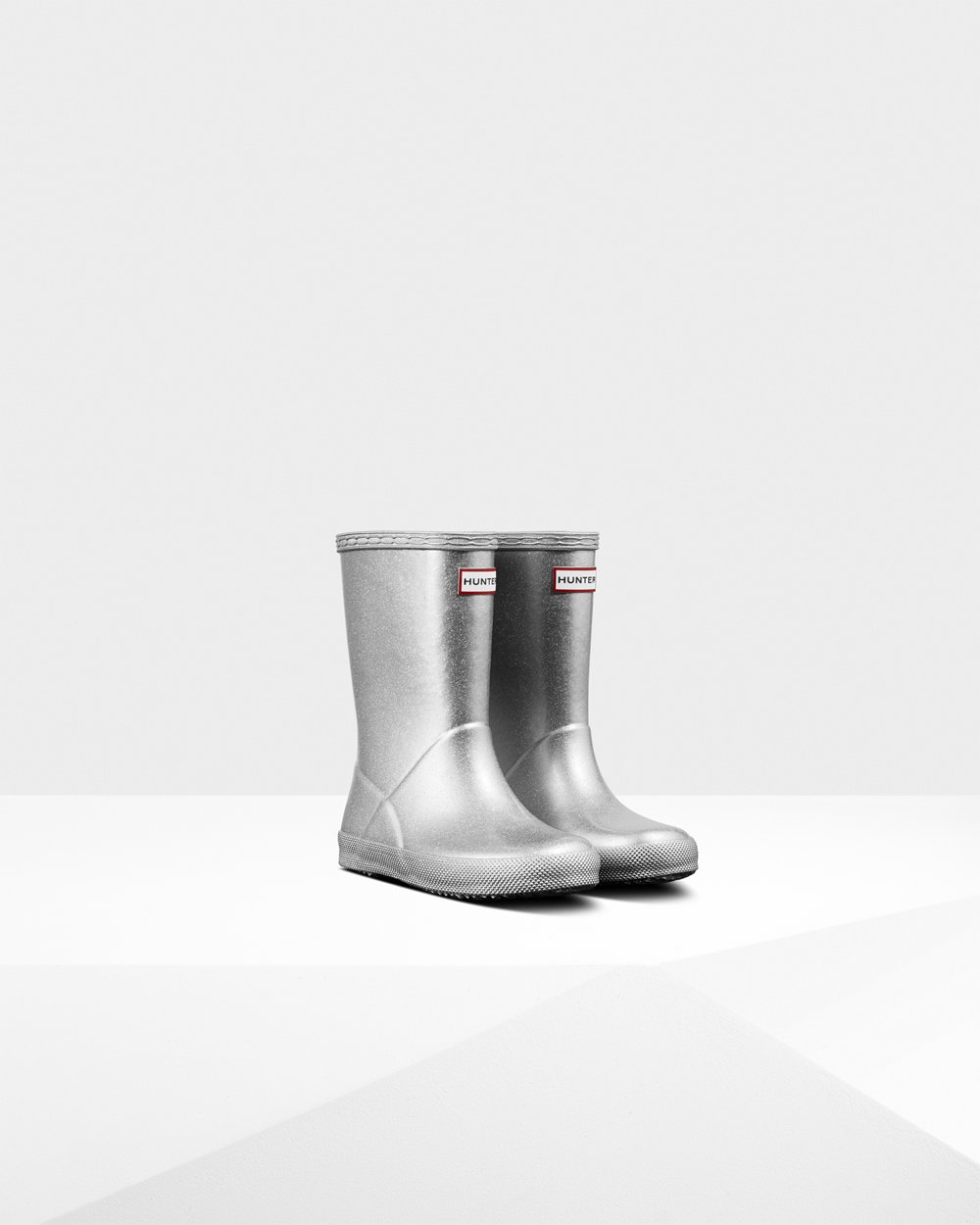 Kids Hunter Rain Boots Silver - Original First Classic Cosmic Glitter - 0142936-OX